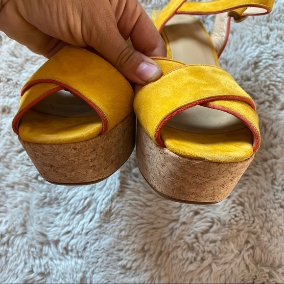 anthropologie piped platform heels cork leather 11 - Picture 10 of 11